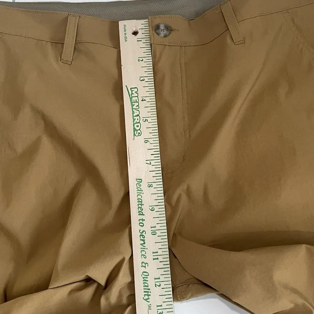 Eddie Bauer Flat Front Nylon Shorts Men's Size 40 Brown 10 Inch Inseam Logo